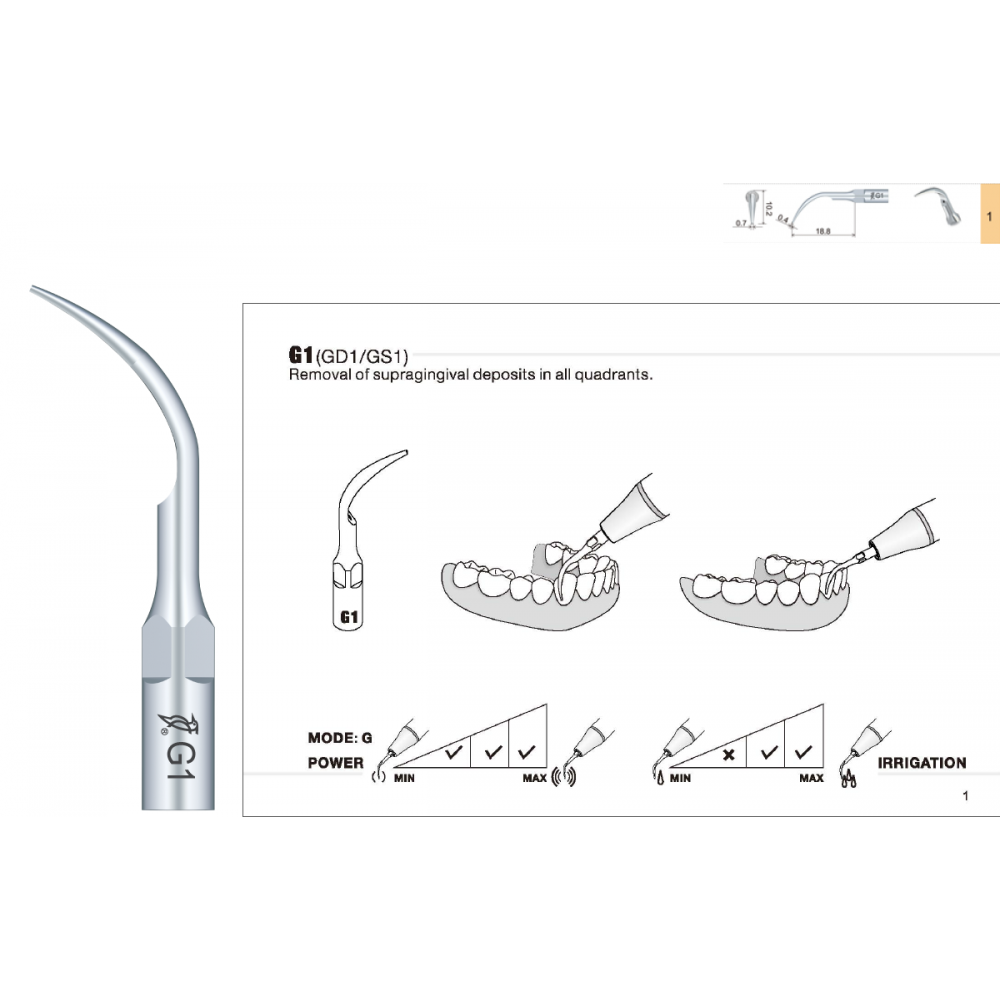 G1 & GD1 Scaler Tip - Woodpecker / EMS / DTE / Satelec / NSK compatible