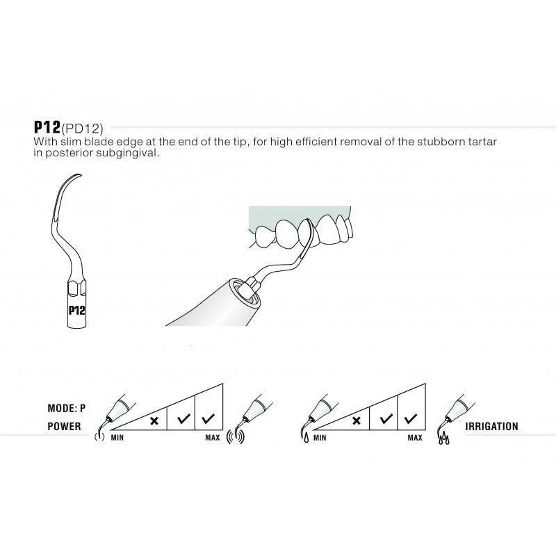 P12 & PD12 Perio Tip - Woodpecker / EMS / DTE / Satelec / Acteon / NSK compatible