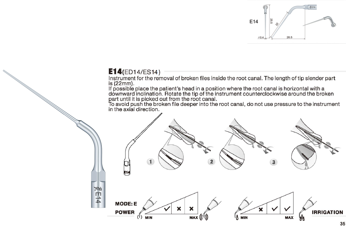 E14 & ED14 Endo Tip - Woodpecker / EMS / DTE / Satelec / NSK compatible