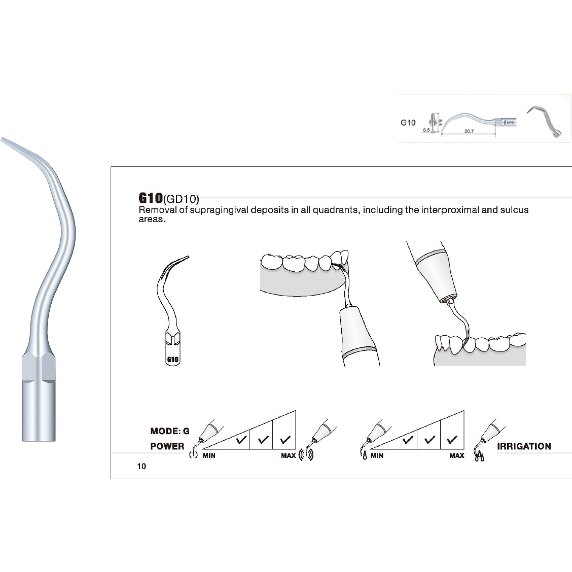 G10 & GD10 Scaler Tip - Woodpecker / EMS / DTE / Satelec / NSK compatible