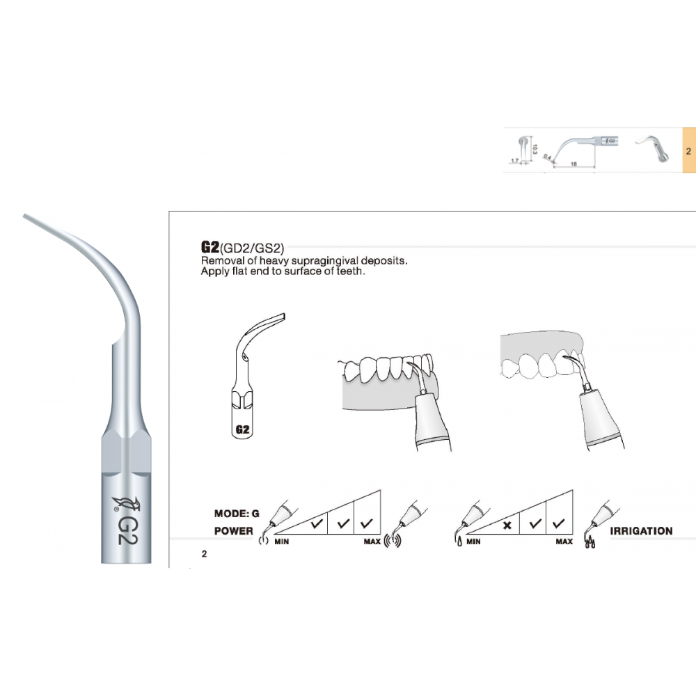 G2 & GD2 Scaler Tip - Woodpecker / EMS / DTE / Satelec / NSK compatible