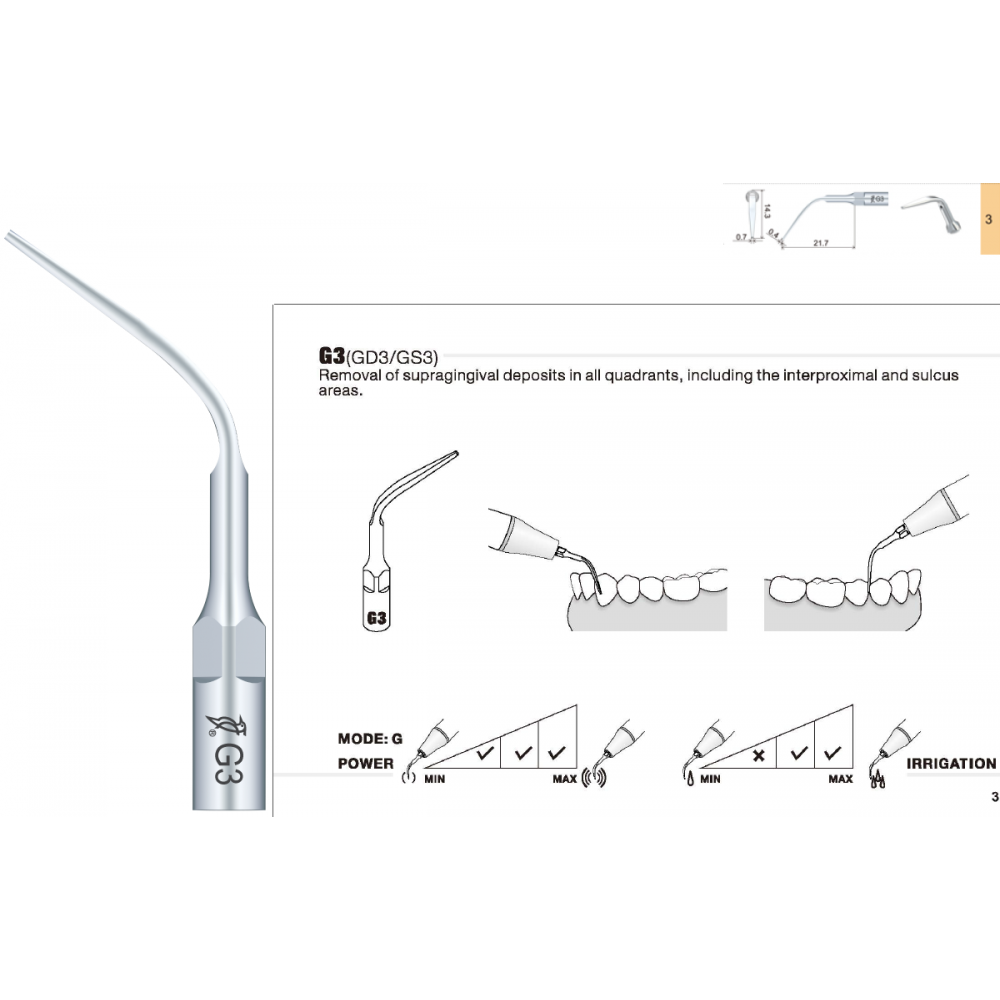 G3 & GD3 Scaler Tip - Woodpecker / EMS / DTE / Satelec / NSK compatible