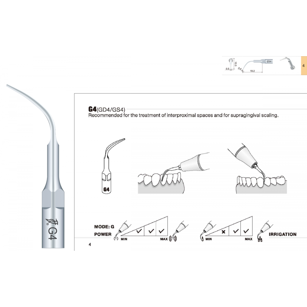 G4 & GD4 Scaler Tip - Woodpecker / EMS / DTE / Satelec / NSK compatible