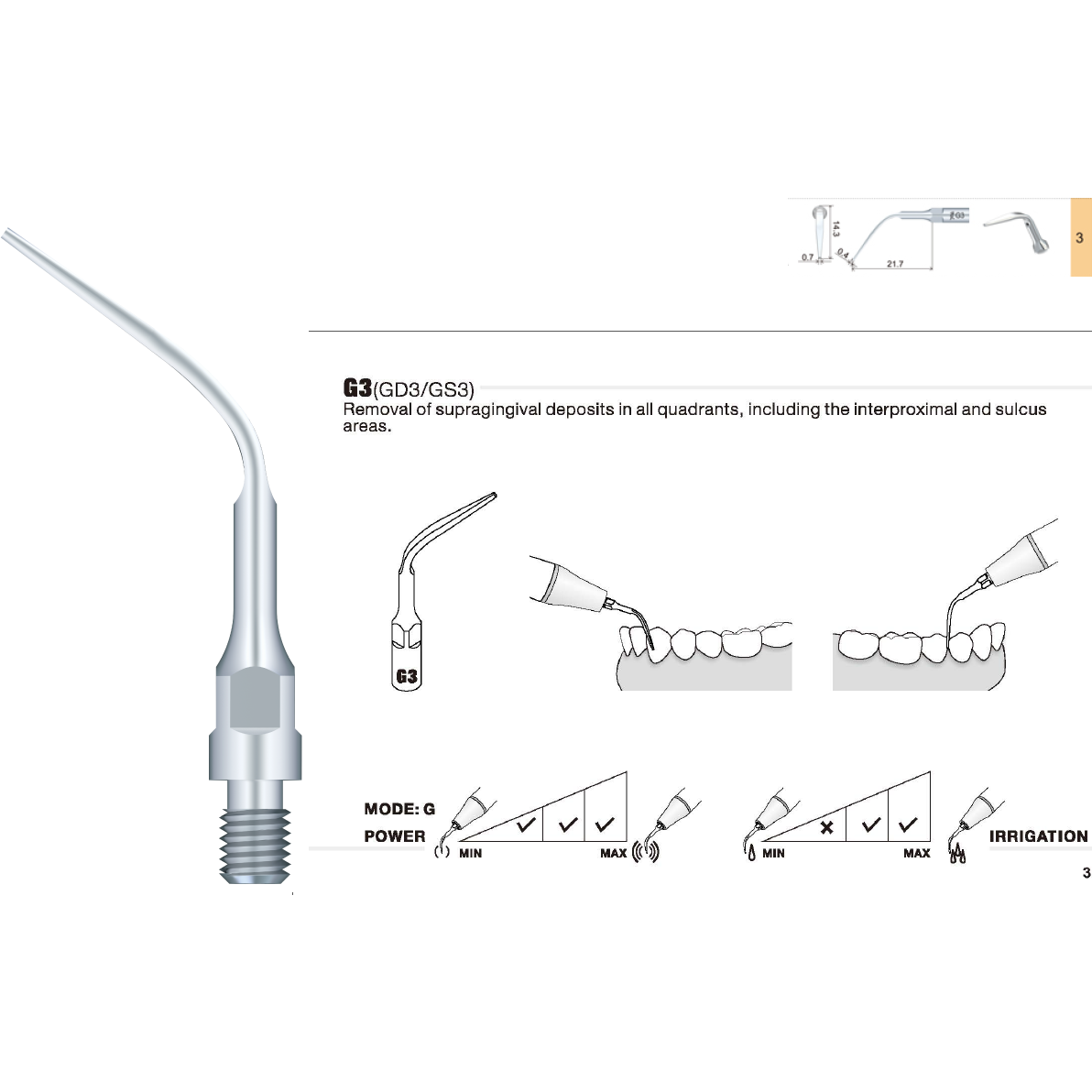 GS3 Sirona Ultrasonic Scaler Compatible Tip