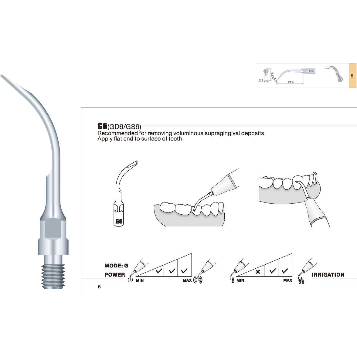 GS6 Sirona Ultrasonic Scaler Compatible Tip