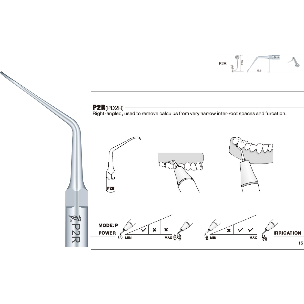 P2R & PD2R Perio Tip - Woodpecker / EMS / DTE / Satelec / NSK compatible