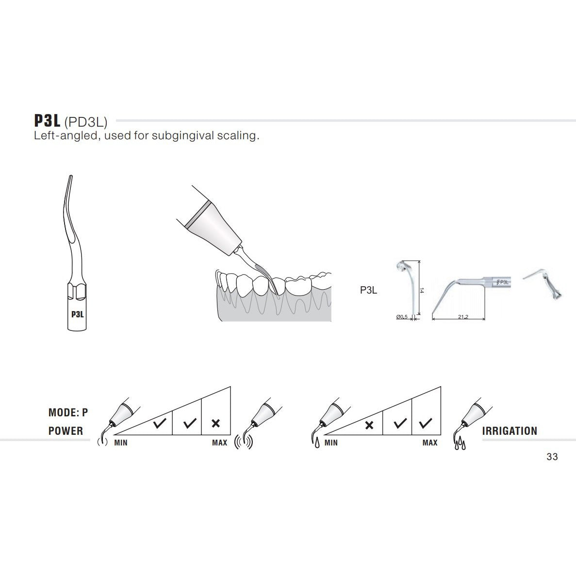 P3L & PD3L Perio Tip - Woodpecker / EMS / DTE / Satelec / NSK compatible