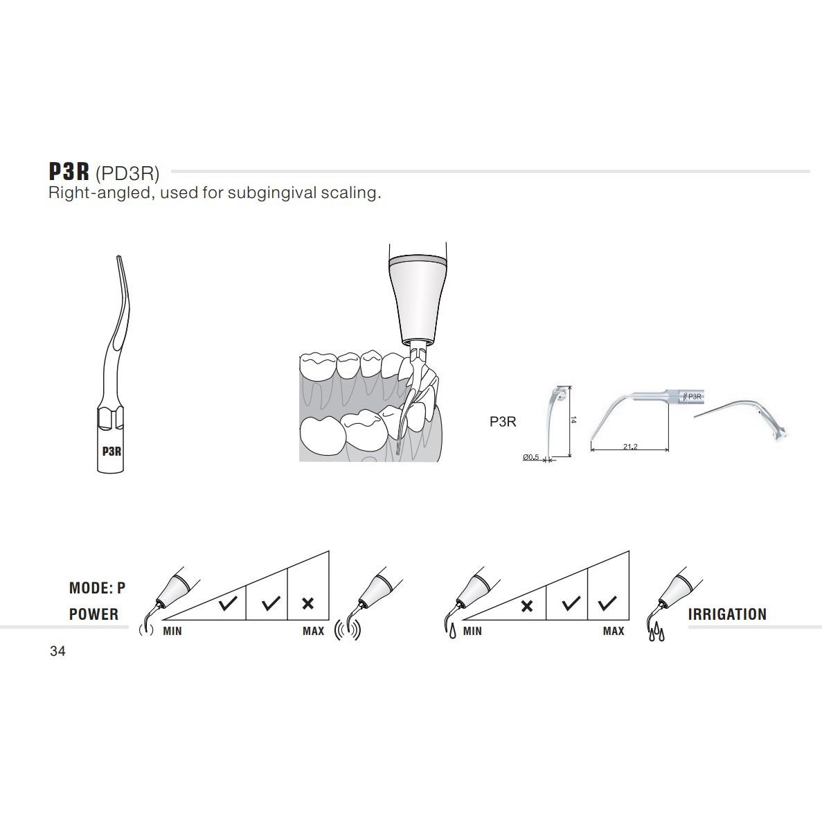 P3R & PD3R Perio Tip - Woodpecker / EMS / DTE / Satelec / NSK compatible