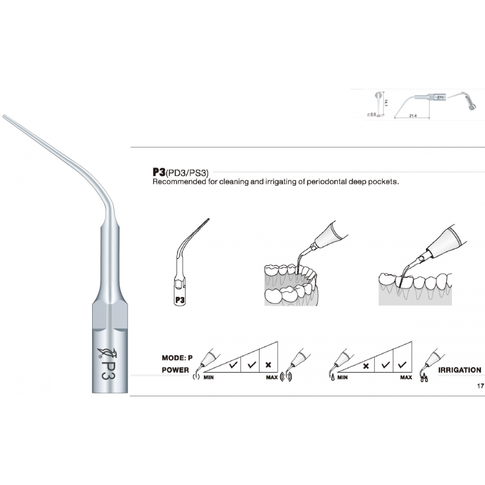 P3 & PD3 Perio Tip - Woodpecker / EMS / DTE / Satelec / NSK compatible