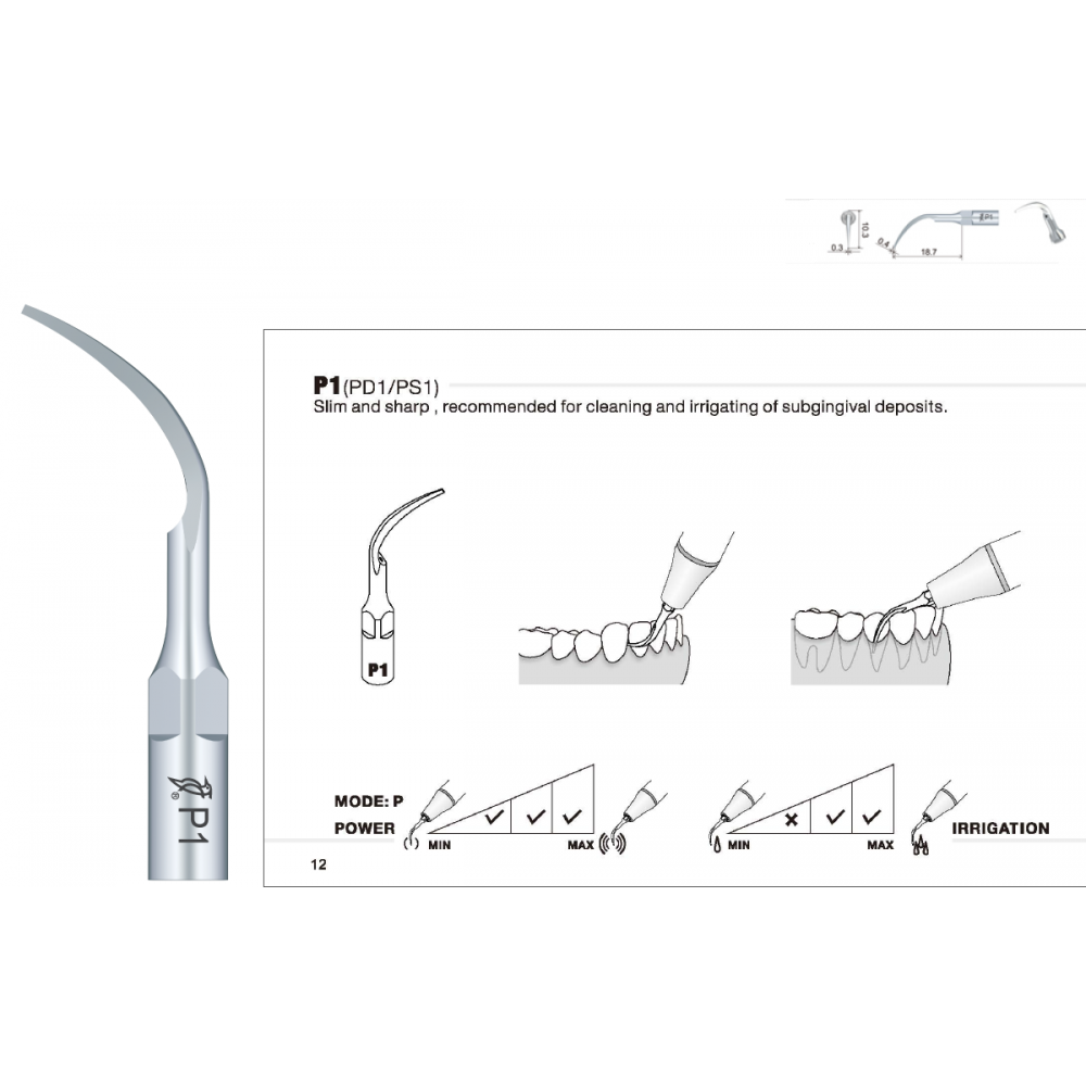 P1 & PD1 Perio Tip - Woodpecker / EMS / DTE / Satelec / NSK compatible