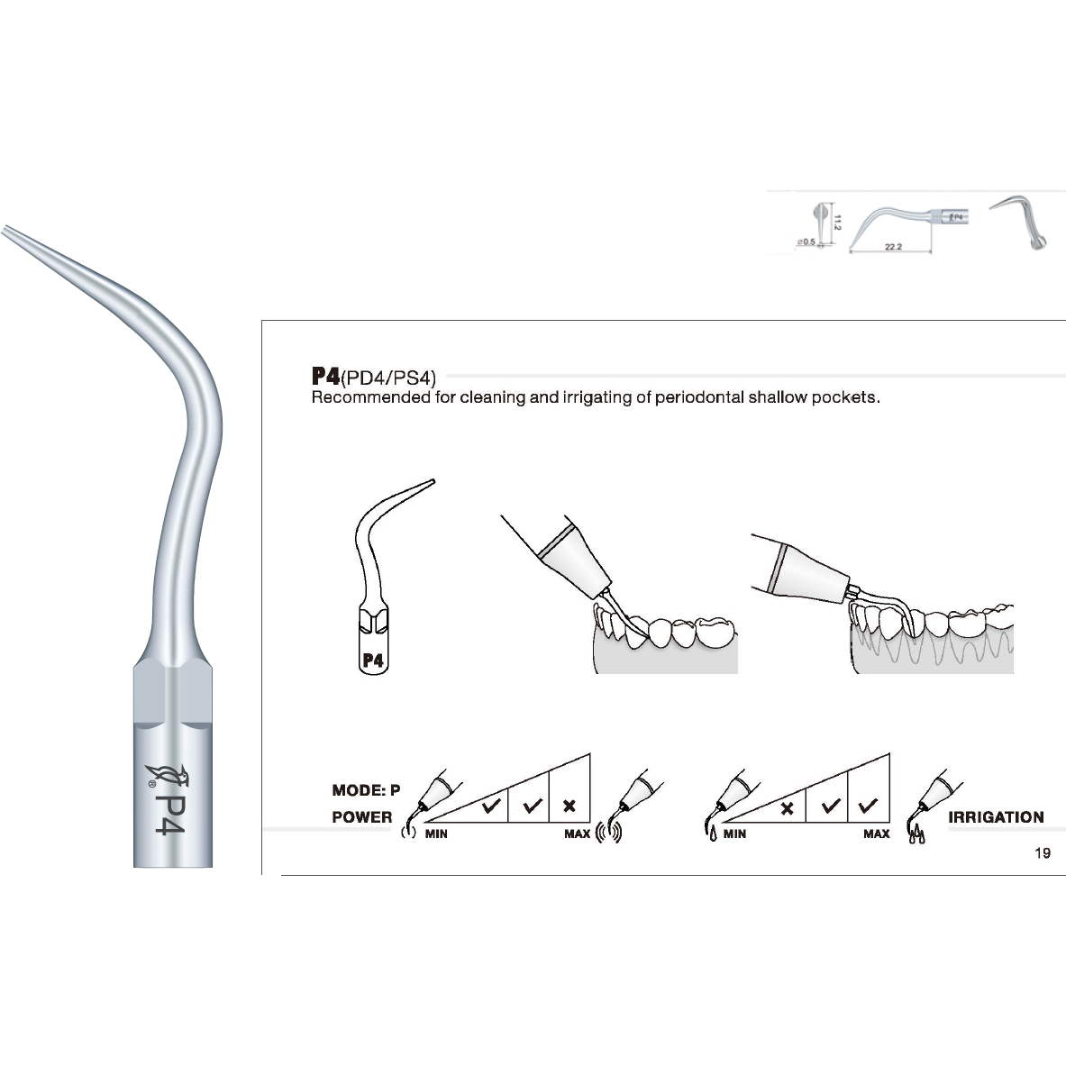 P4 & PD4 Perio Tip - Woodpecker / EMS / DTE / Satelec / NSK compatible